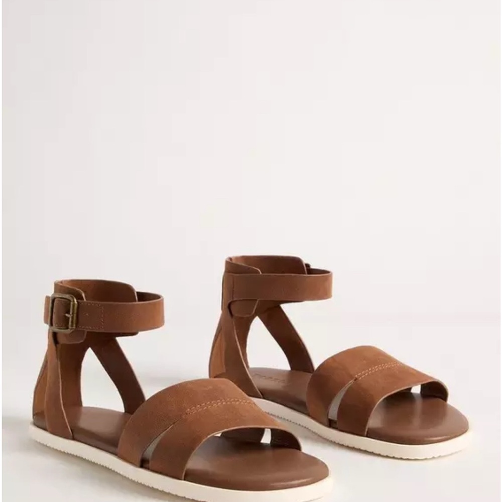 Torrid Brown Leather Sandals with Ankle Strap